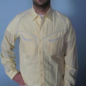 Pale yellow western long sleeve smile pocket - XL